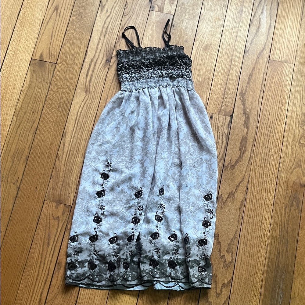 Chic Gray Floral Women's Casual Dress